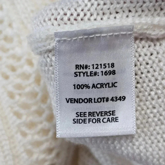 Nationals Large Ivory Eyelet Button Up Cardigan Sweater Grandmacore Cottage - Picture 5 of 7